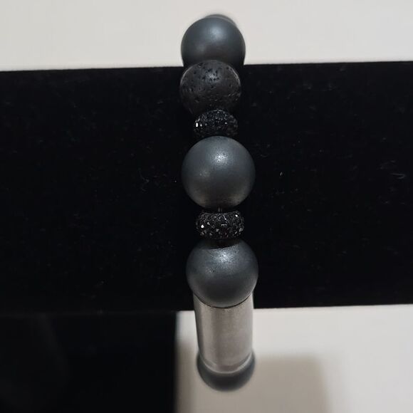 Black Onyx and Lava Beaded Bracelet - Picture 7 of 7